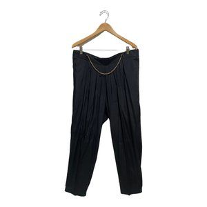 Melissa Ashley Vintage Black Pleated Front Chain Accent Rayon Pants Size 20